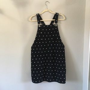 Topshop corduroy black white polka dot dress